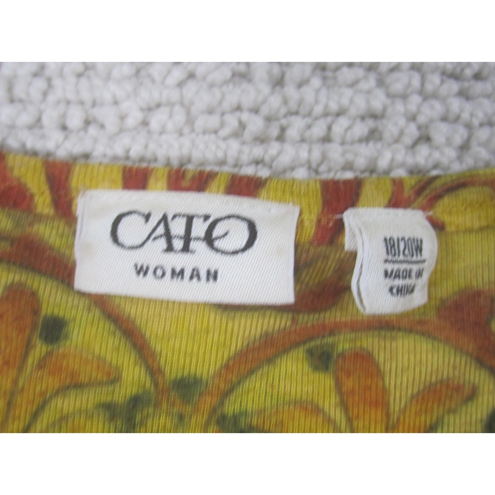 Cato Woman Shirt Womens Plus 18/20W Yellow Boho V Neck 3/4 Sleeve Embellished‎ - Picture 4 of 9